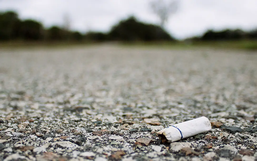 Health Outcomes and Personal Choice Collide | Cigarette butt sitting in the middle of a road - Benefits Alliance
