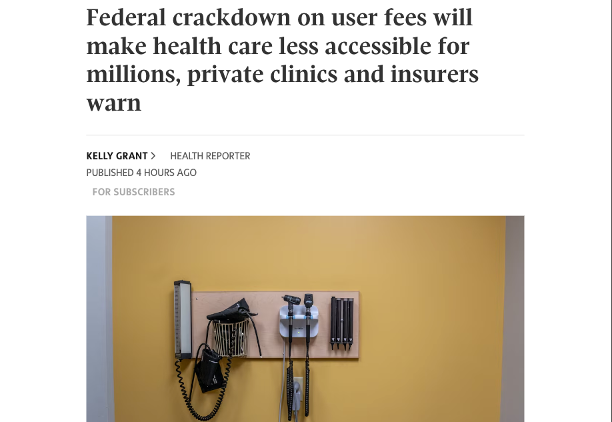 Federal crackdown on user fees will make health care less accessible for millions, private clinics and