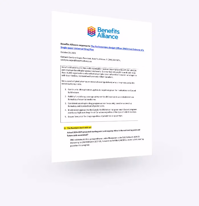 Benefits Alliance response to PBO - Benefits Alliance