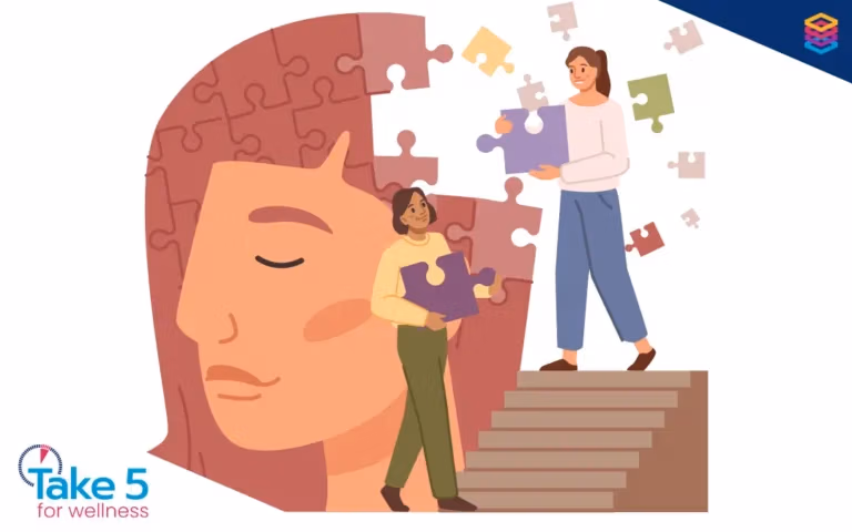 Thinking outside the (neurotypical) box | Illustration of a woman;s head representing a puzzle - Benefits Alliance