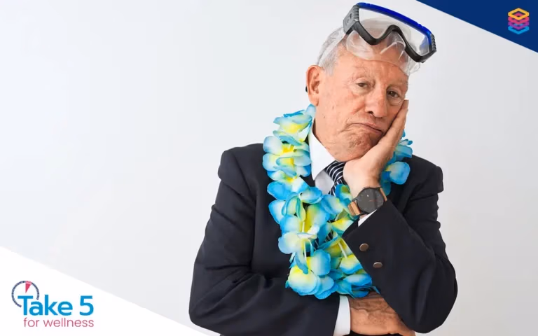 Dreams of retirement—then what? | Senior wearing a welcome necklace and a swimming mask - Benefits Alliance