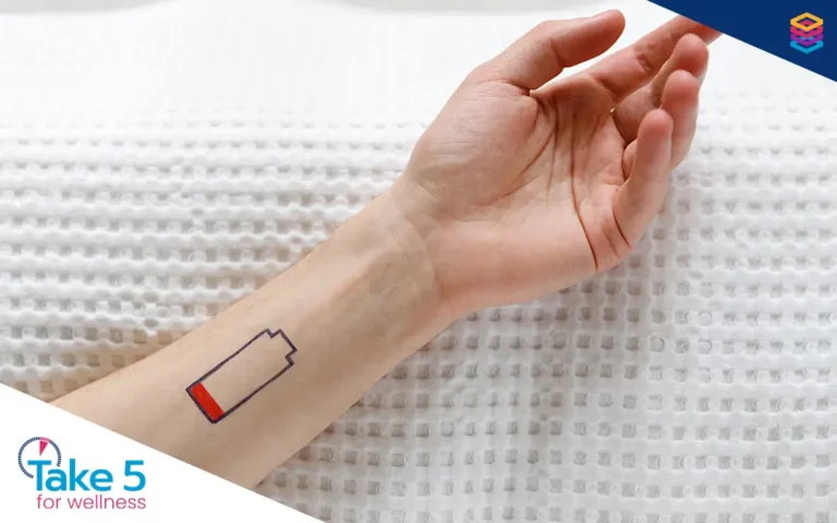 The path forward—and savings—in burnout prevention | Concept image of a battery icon tattoed on a woman's arm - Benefits Alliance